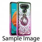 Wholesale Glitter Liquid Star Dust Glitter Ring Stand Case for LG Aristo 4P (Green/Pink)